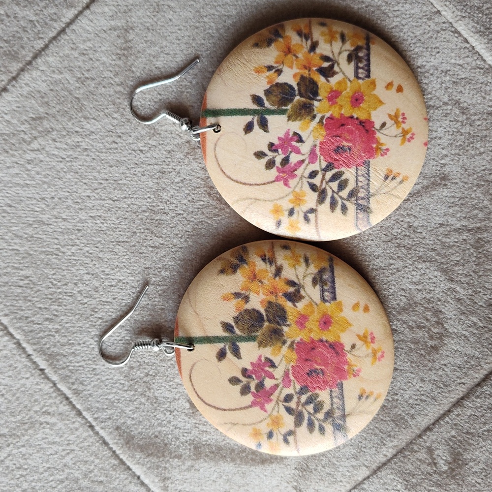 Spring 💐 Floral Patterned Earrings - Multicolor - Picture 4 of 4